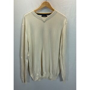 Paul‎ Frederick Ivory Silk Cashmere Blend V Neck Sweater Size XXL Office neutral